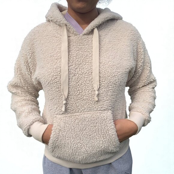 American Eagle Cozy Sherpa Hoodie With Kangaroo Pocket & Drawstrings Size XS - Picture 1 of 3